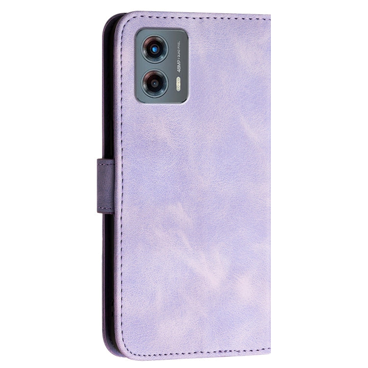 For Motorola Moto G 2023 5G Grid Butterfly Embossed Pattern Leather Phone Case with Lanyard