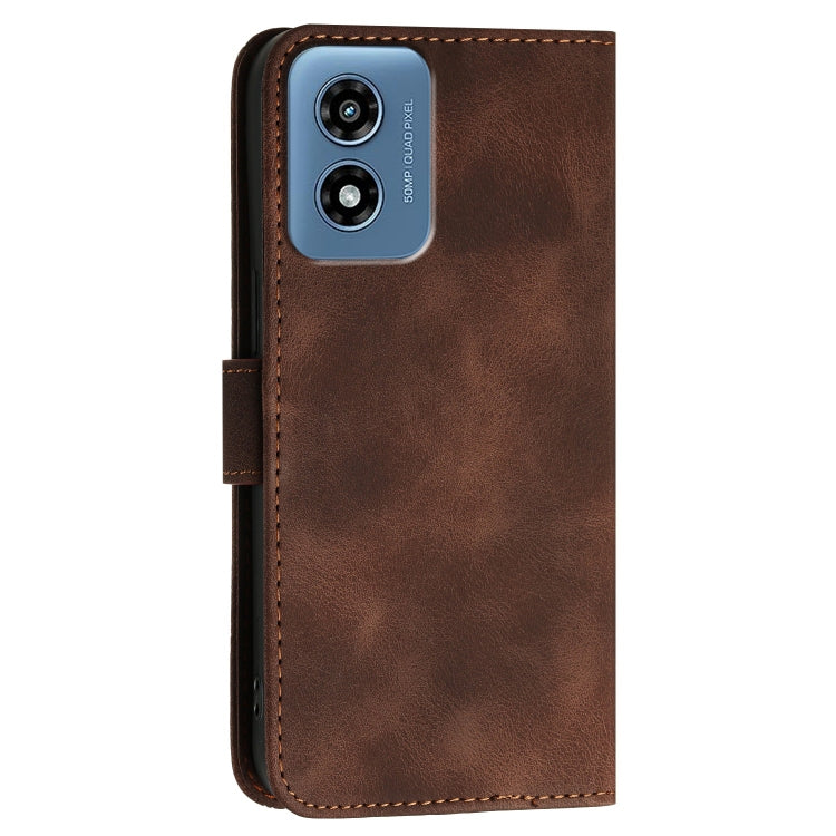 For Motorola Moto G Play 4G 2024 Grid Butterfly Embossed Pattern Leather Phone Case with Lanyard