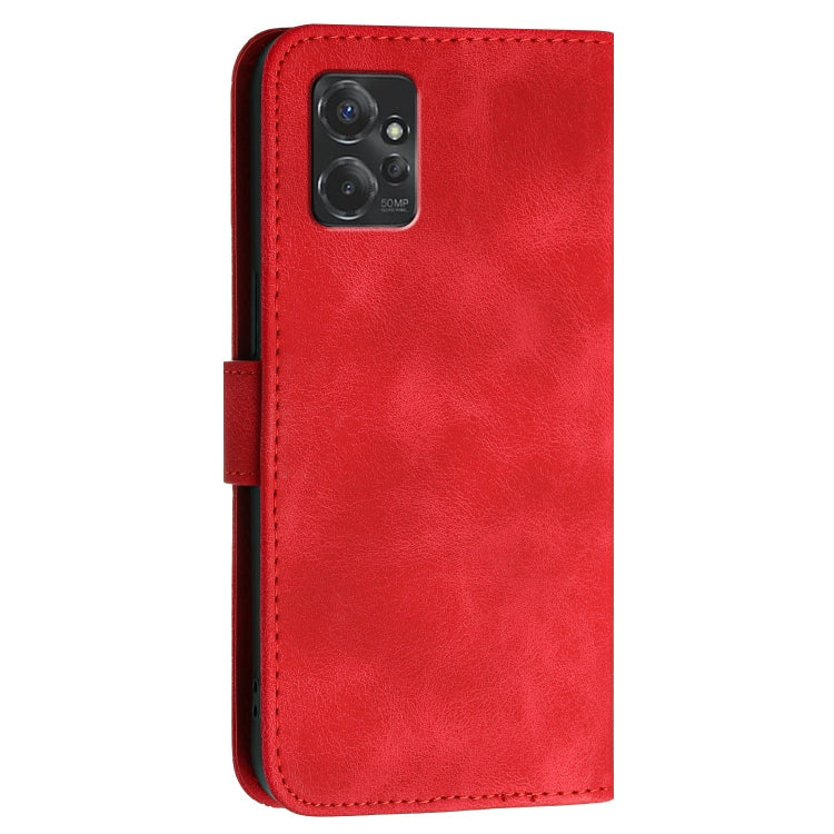 For Motorola Moto G Power 2023 Grid Butterfly Embossed Pattern Leather Phone Case with Lanyard