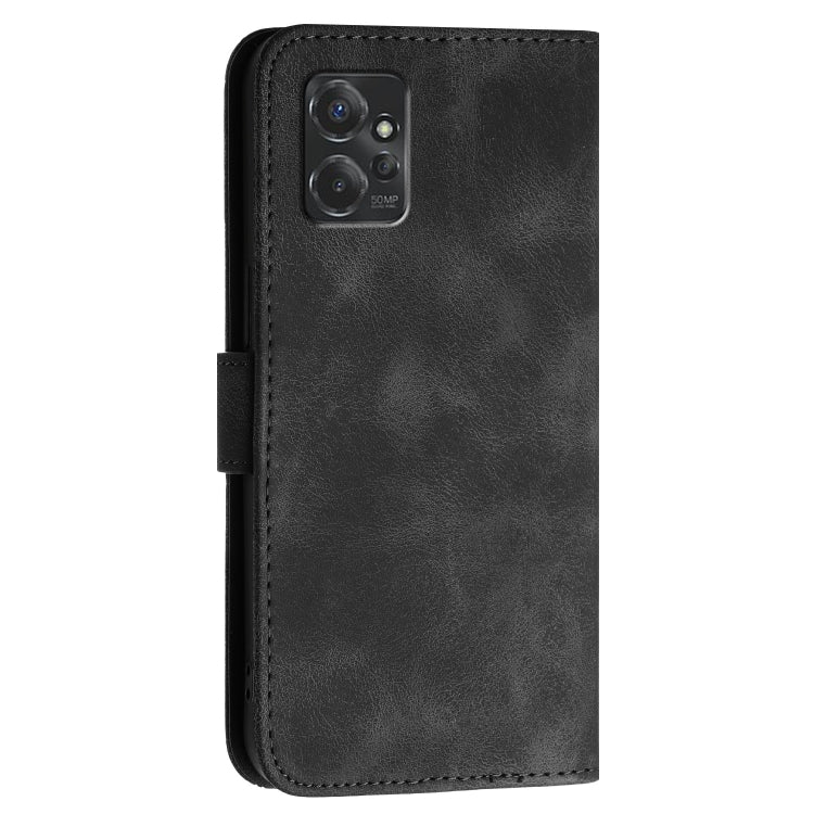 For Motorola Moto G Power 2023 Grid Butterfly Embossed Pattern Leather Phone Case with Lanyard