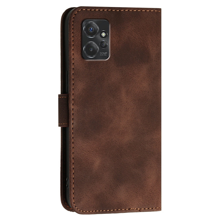 For Motorola Moto G Power 2023 Grid Butterfly Embossed Pattern Leather Phone Case with Lanyard