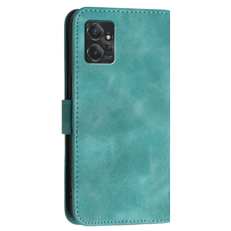 For Motorola Moto G Power 2023 Grid Butterfly Embossed Pattern Leather Phone Case with Lanyard