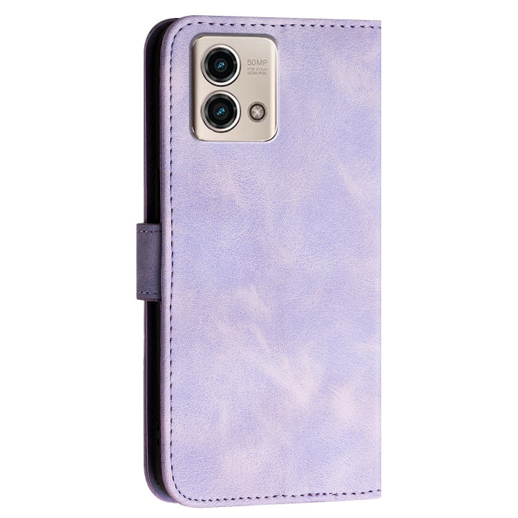 For Motorola Moto G Stylus 5G 2023 Grid Butterfly Embossed Pattern Leather Phone Case with Lanyard