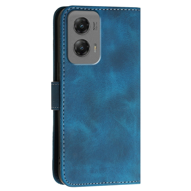 For Motorola Moto G Stylus 5G 2024 Grid Butterfly Embossed Pattern Leather Phone Case with Lanyard