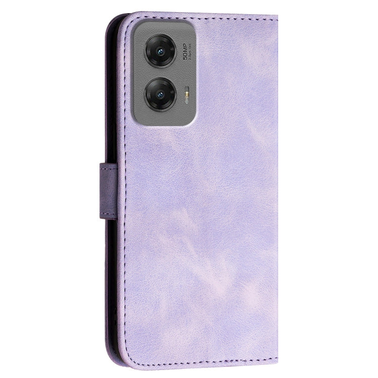 For Motorola Moto G Stylus 5G 2024 Grid Butterfly Embossed Pattern Leather Phone Case with Lanyard