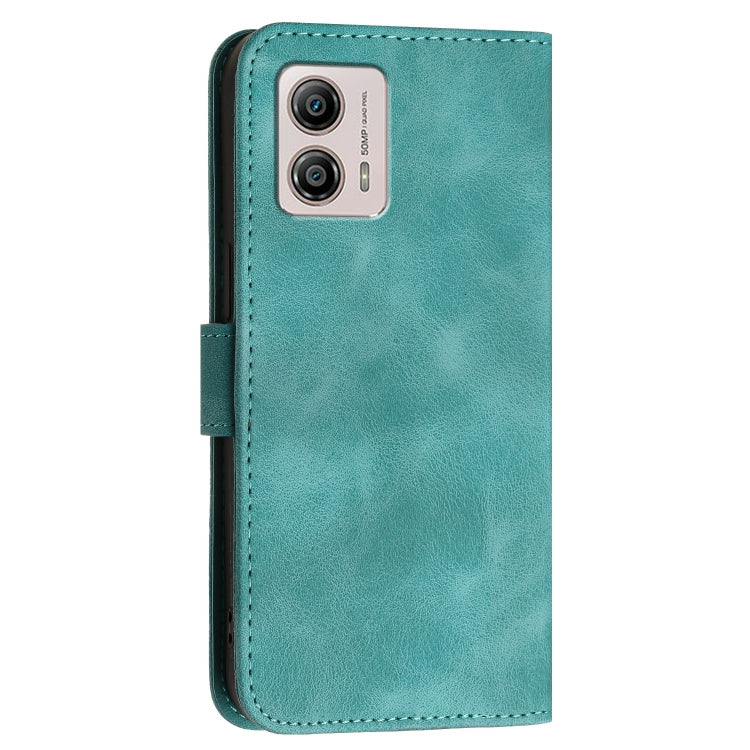 For Motorola Moto G53 / G13 / G23 Grid Butterfly Embossed Pattern Leather Phone Case with Lanyard