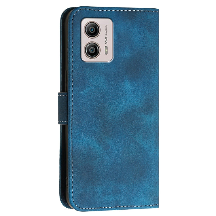 For Motorola Moto G53j / G53y Grid Butterfly Embossed Pattern Leather Phone Case with Lanyard