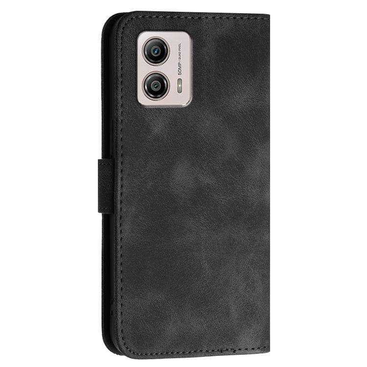 For Motorola Moto G53j / G53y Grid Butterfly Embossed Pattern Leather Phone Case with Lanyard