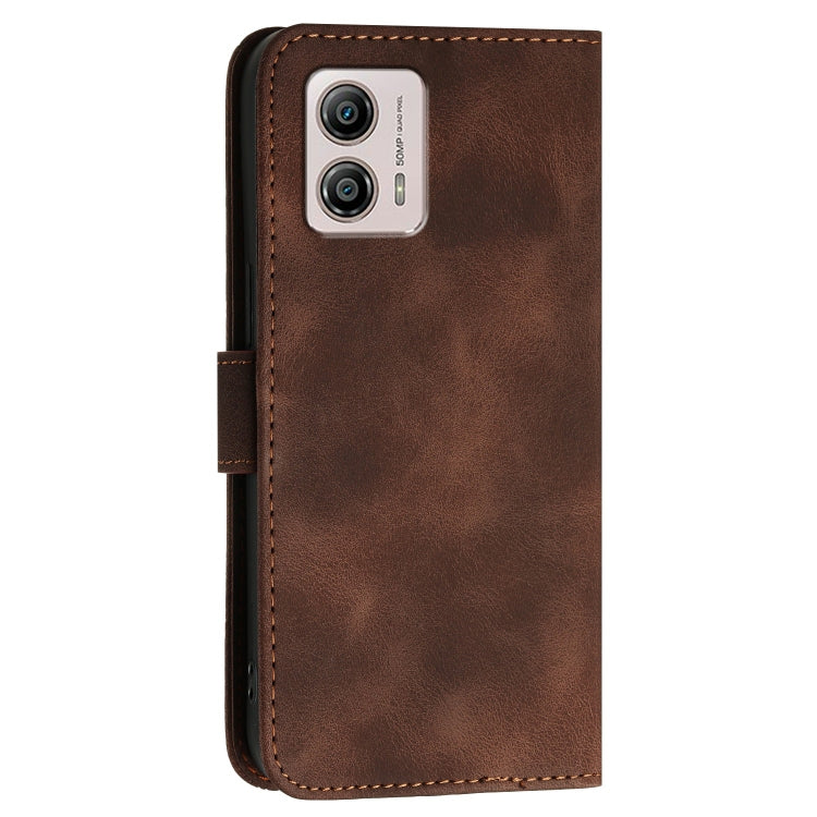 For Motorola Moto G53j / G53y Grid Butterfly Embossed Pattern Leather Phone Case with Lanyard