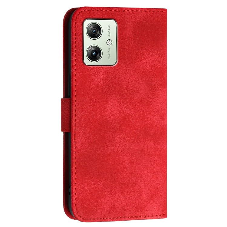 For Motorola Moto G54 5G Global Grid Butterfly Embossed Pattern Leather Phone Case with Lanyard