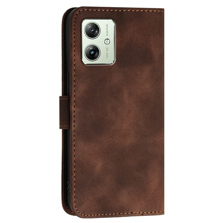 For Motorola Moto G54 Power Grid Butterfly Embossed Pattern Leather Phone Case with Lanyard