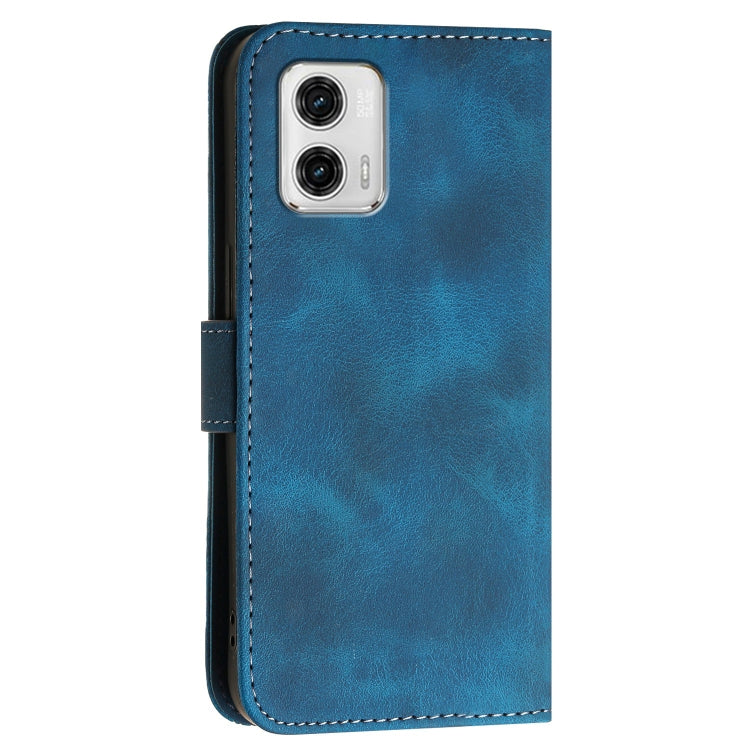 For Motorola Moto G73 Grid Butterfly Embossed Pattern Leather Phone Case with Lanyard