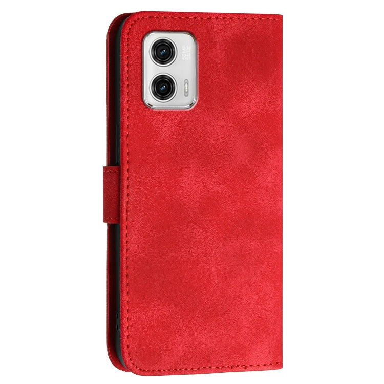 For Motorola Moto G73 Grid Butterfly Embossed Pattern Leather Phone Case with Lanyard