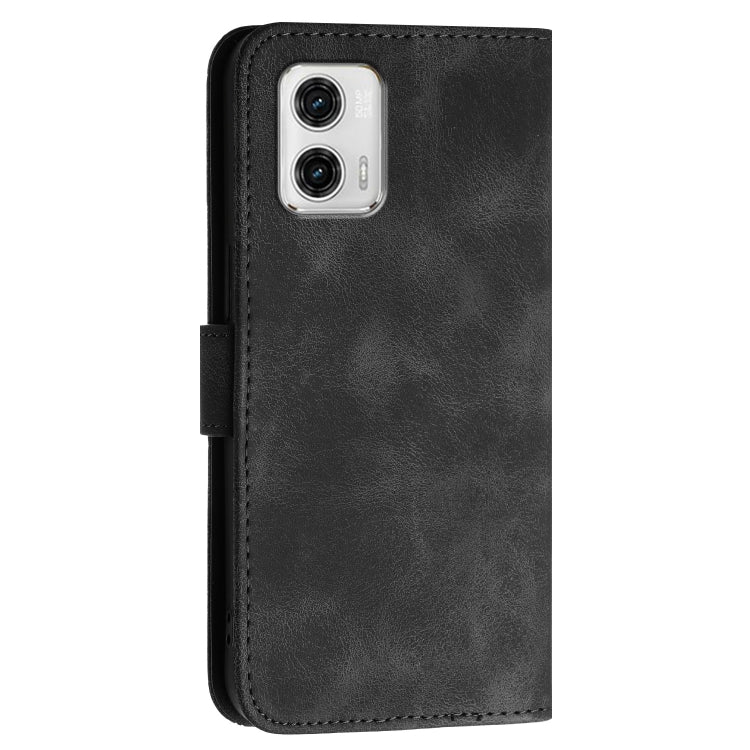 For Motorola Moto G73 Grid Butterfly Embossed Pattern Leather Phone Case with Lanyard