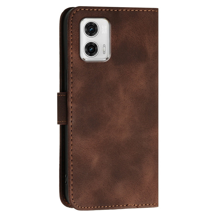 For Motorola Moto G73 Grid Butterfly Embossed Pattern Leather Phone Case with Lanyard