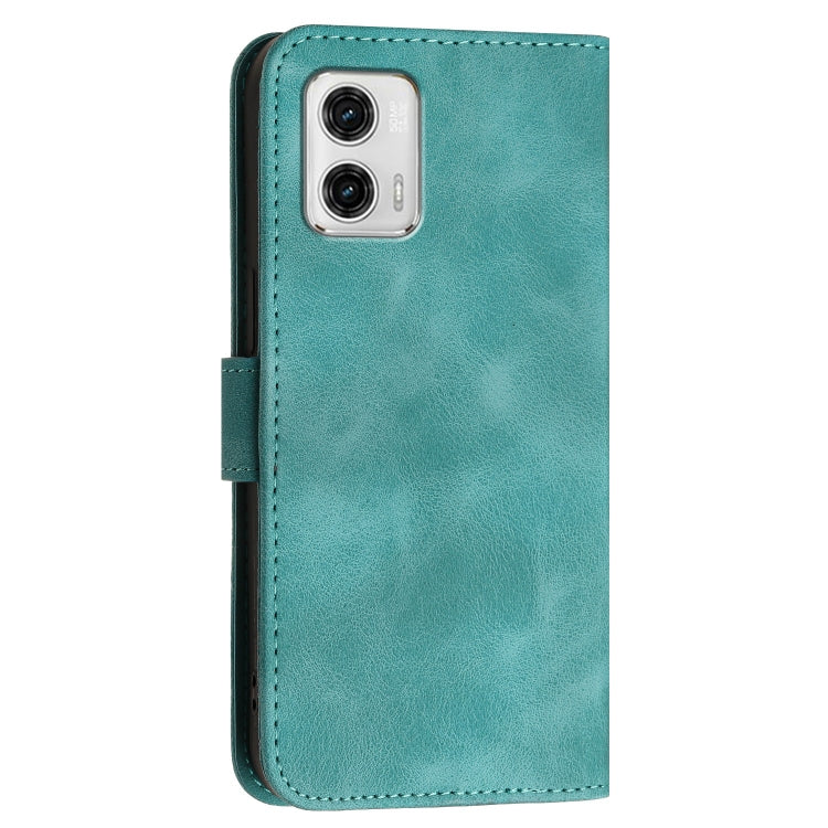 For Motorola Moto G73 Grid Butterfly Embossed Pattern Leather Phone Case with Lanyard