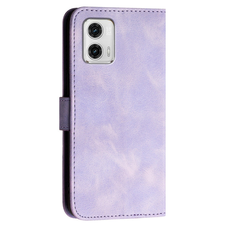 For Motorola Moto G73 Grid Butterfly Embossed Pattern Leather Phone Case with Lanyard