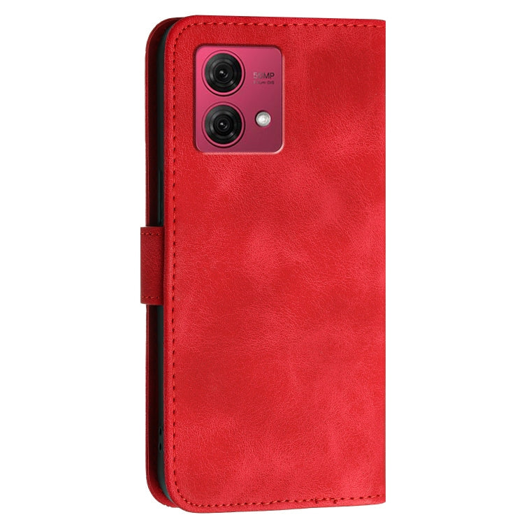 For Motorola Moto G84 5G Grid Butterfly Embossed Pattern Leather Phone Case with Lanyard