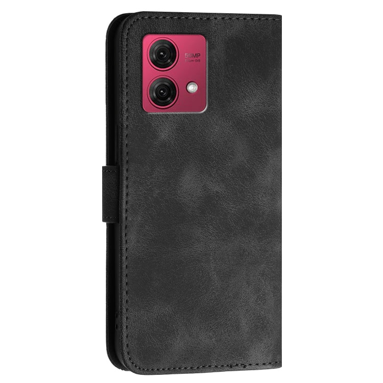 For Motorola Moto G84 5G Grid Butterfly Embossed Pattern Leather Phone Case with Lanyard
