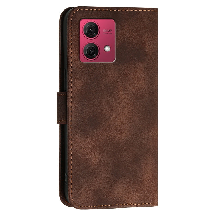 For Motorola Moto G84 5G Grid Butterfly Embossed Pattern Leather Phone Case with Lanyard