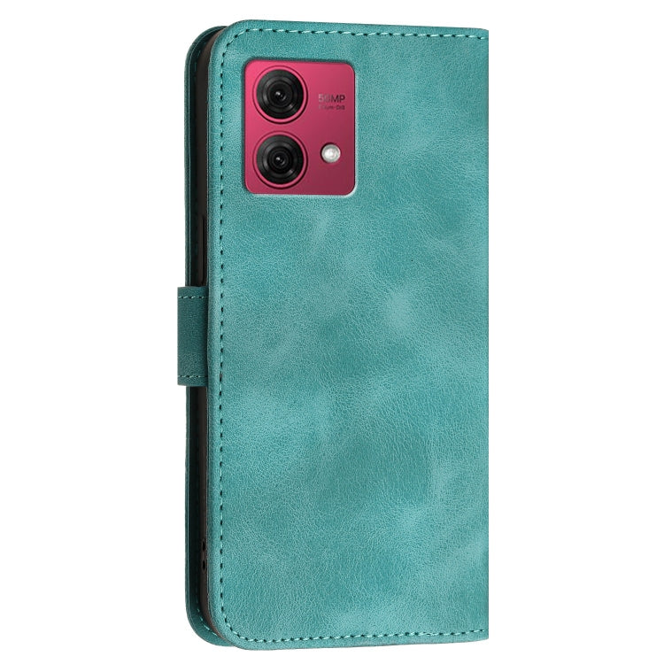 For Motorola Moto G84 5G Grid Butterfly Embossed Pattern Leather Phone Case with Lanyard