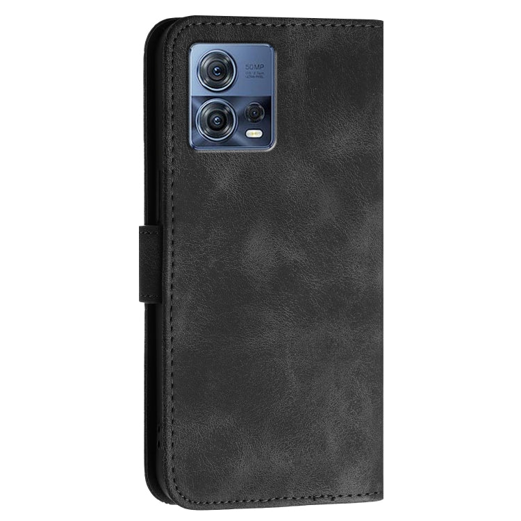 For Motorola Moto S30 Pro 5G Grid Butterfly Embossed Pattern Leather Phone Case with Lanyard