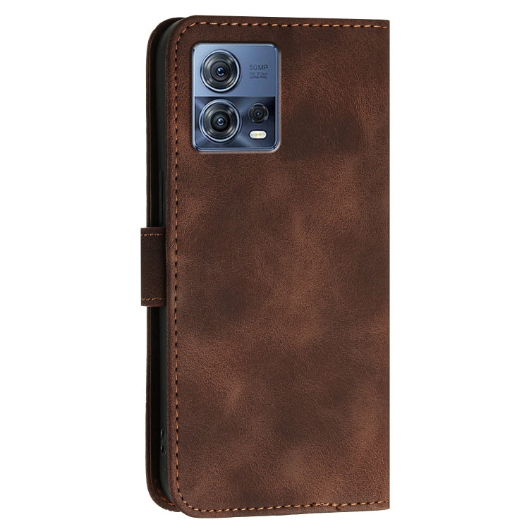 For Motorola Edge 30 Fusion 5G Grid Butterfly Embossed Pattern Leather Phone Case with Lanyard