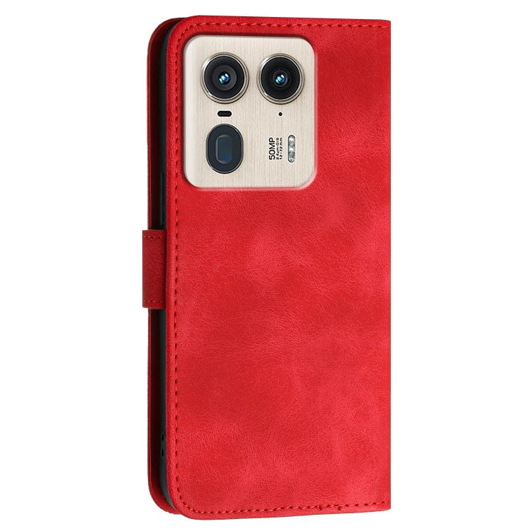 For Motorola Edge 50 Ultra 5G Global Grid Butterfly Embossed Pattern Leather Phone Case with Lanyard