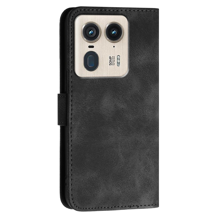 For Motorola Edge 50 Ultra 5G Global Grid Butterfly Embossed Pattern Leather Phone Case with Lanyard