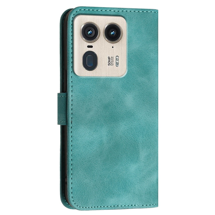 For Motorola Edge 50 Ultra 5G Global Grid Butterfly Embossed Pattern Leather Phone Case with Lanyard