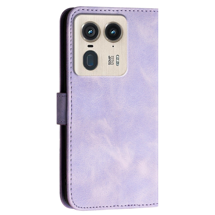 For Motorola Edge 50 Ultra 5G Global Grid Butterfly Embossed Pattern Leather Phone Case with Lanyard