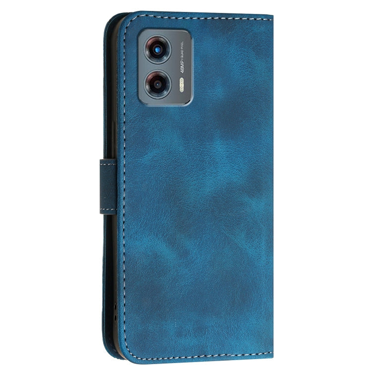 For Motorola Moto G 5G 2023 Grid Butterfly Embossed Pattern Leather Phone Case with Lanyard