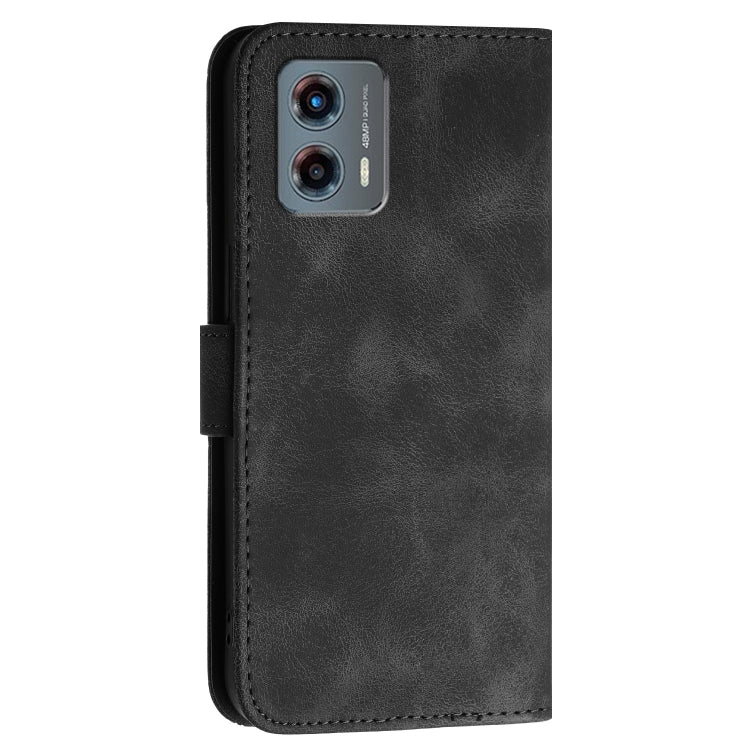 For Motorola Moto G 5G 2023 Grid Butterfly Embossed Pattern Leather Phone Case with Lanyard