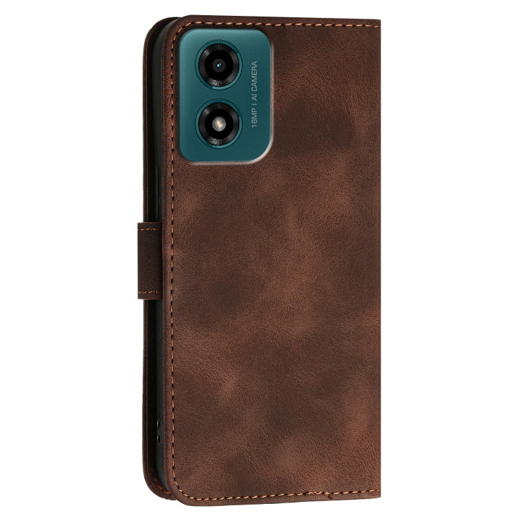 For Motorola Moto E14 4G Global Grid Butterfly Embossed Pattern Leather Phone Case with Lanyard