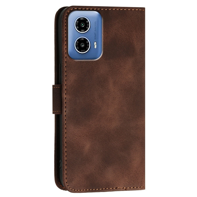 For Motorola Moto G34 Grid Butterfly Embossed Pattern Leather Phone Case with Lanyard
