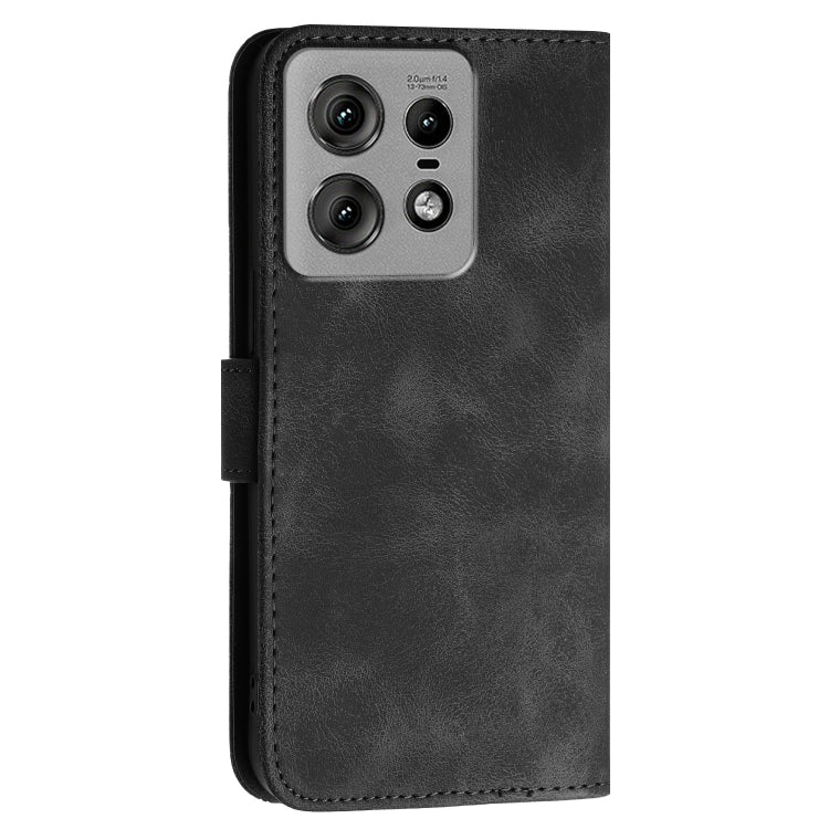 For Motorola Edge 50 Pro 5G Grid Butterfly Embossed Pattern Leather Phone Case with Lanyard