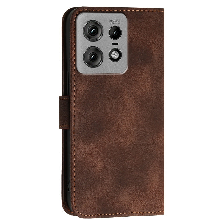 For Motorola Edge 50 Pro 5G Grid Butterfly Embossed Pattern Leather Phone Case with Lanyard