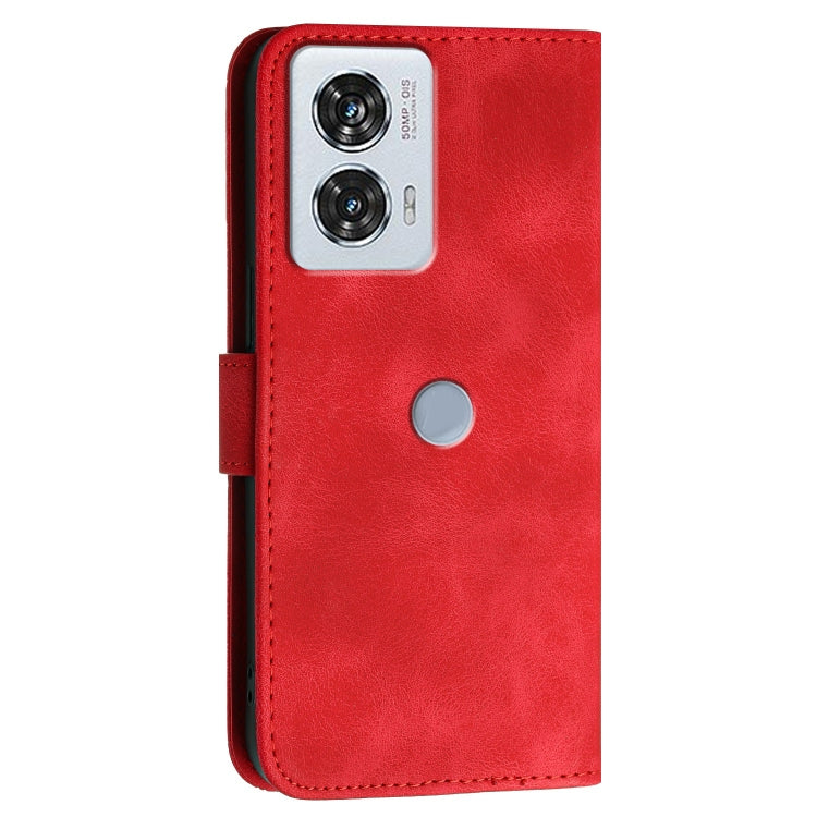 For Motorola Edge 50 Fusion 5G Global Grid Butterfly Embossed Pattern Leather Phone Case with Lanyard