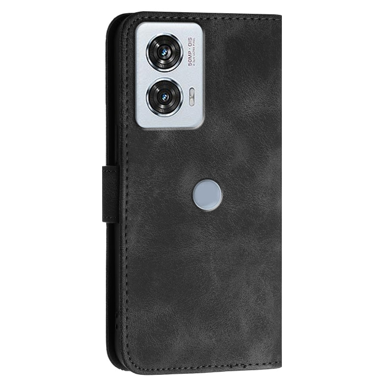 For Motorola Edge 50 Fusion 5G Global Grid Butterfly Embossed Pattern Leather Phone Case with Lanyard