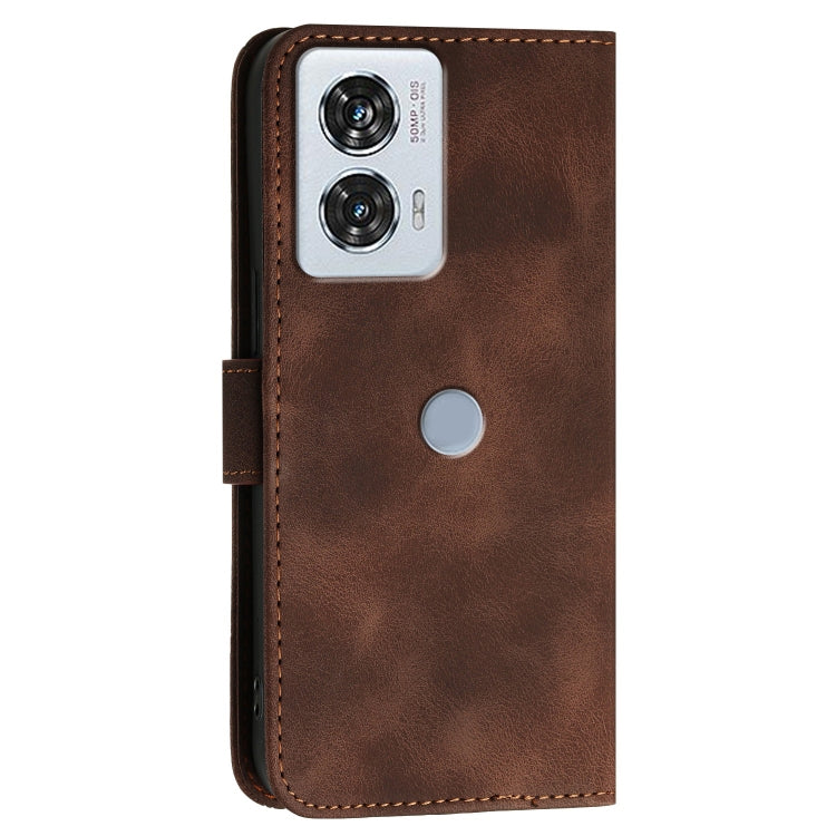 For Motorola Edge 50 Fusion 5G Global Grid Butterfly Embossed Pattern Leather Phone Case with Lanyard