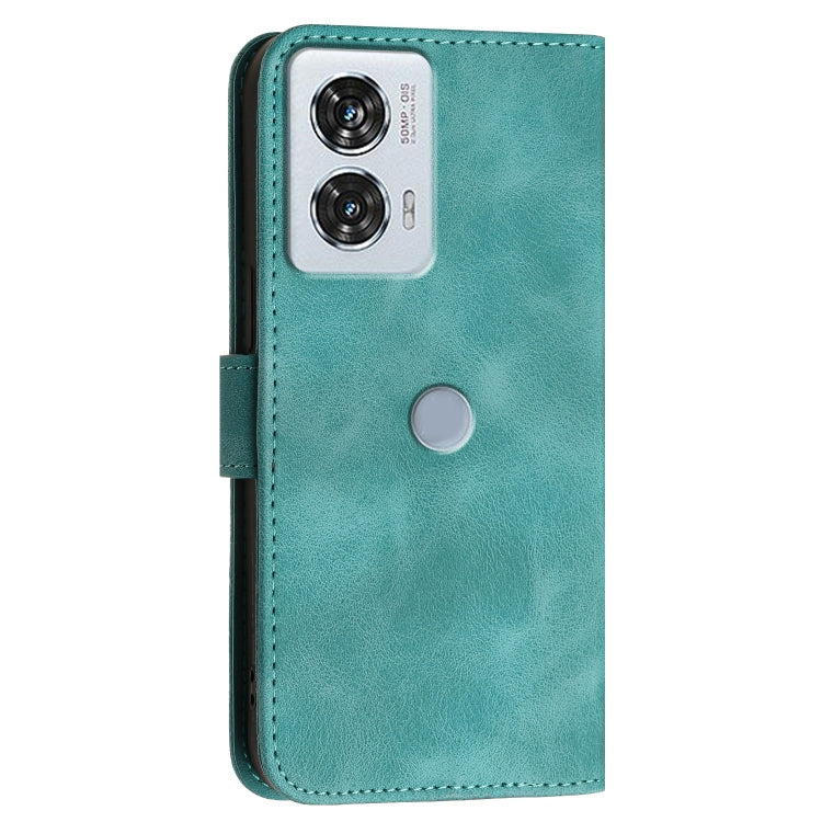 For Motorola Edge 50 Fusion 5G Global Grid Butterfly Embossed Pattern Leather Phone Case with Lanyard