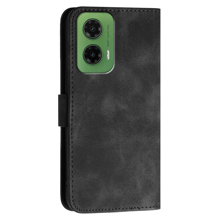 For Motorola Moto G35 Grid Butterfly Embossed Pattern Leather Phone Case with Lanyard