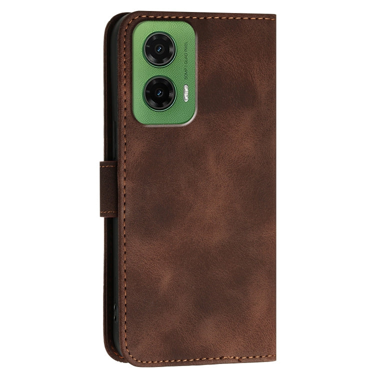 For Motorola Moto G35 Grid Butterfly Embossed Pattern Leather Phone Case with Lanyard
