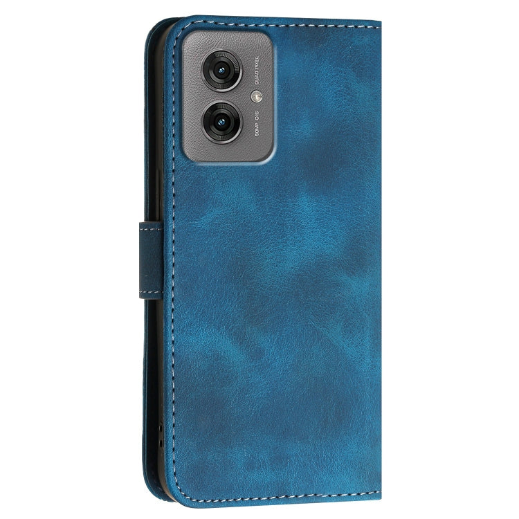 For Motorola Moto G55 Grid Butterfly Embossed Pattern Leather Phone Case with Lanyard