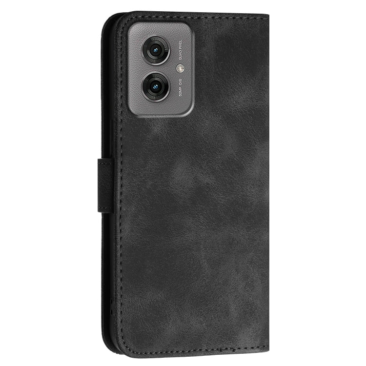 For Motorola Moto G55 Grid Butterfly Embossed Pattern Leather Phone Case with Lanyard