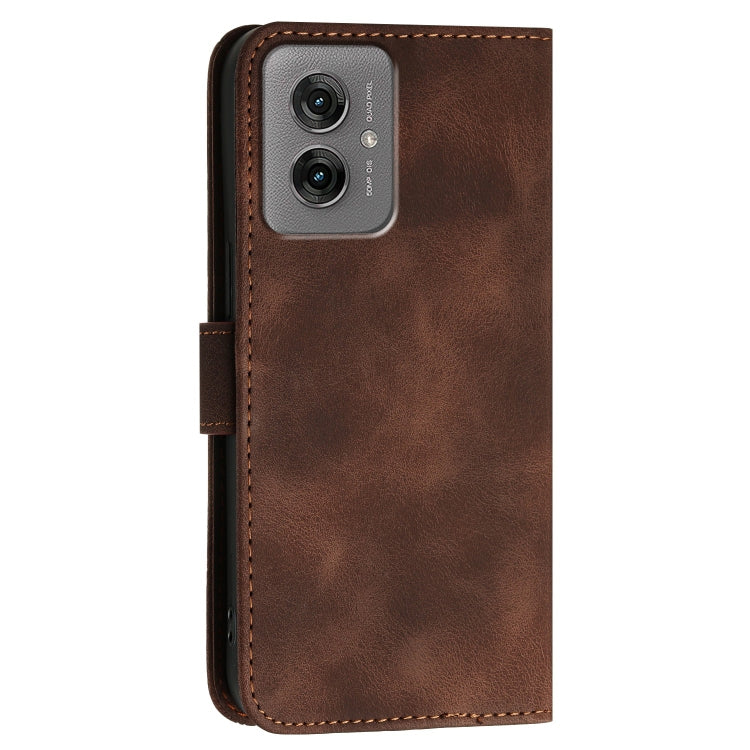 For Motorola Moto G55 Grid Butterfly Embossed Pattern Leather Phone Case with Lanyard