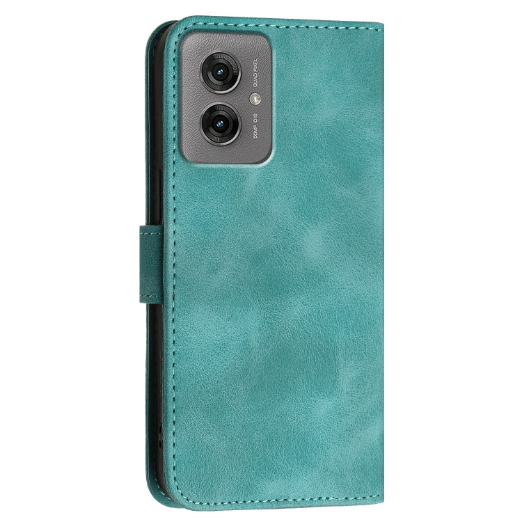 For Motorola Moto G55 Grid Butterfly Embossed Pattern Leather Phone Case with Lanyard