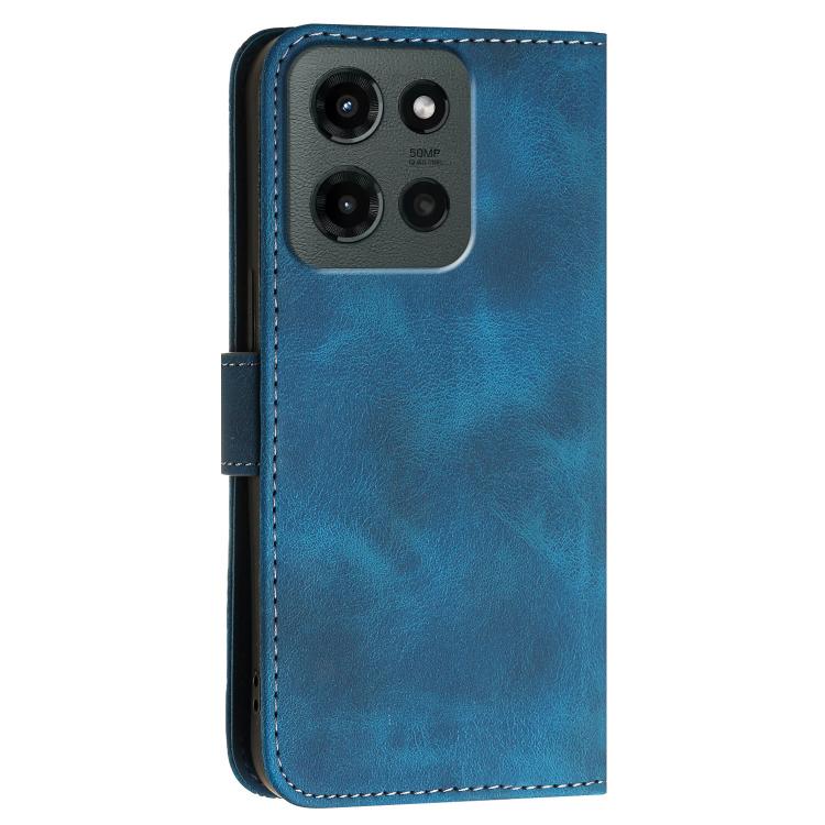 For Motorola Moto G Stylus 5G 2025 Grid Butterfly Embossed Pattern Leather Phone Case with Lanyard