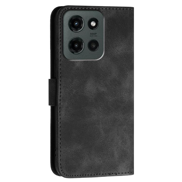 For Motorola Moto G Stylus 5G 2025 Grid Butterfly Embossed Pattern Leather Phone Case with Lanyard