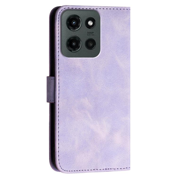 For Motorola Moto G Stylus 5G 2025 Grid Butterfly Embossed Pattern Leather Phone Case with Lanyard